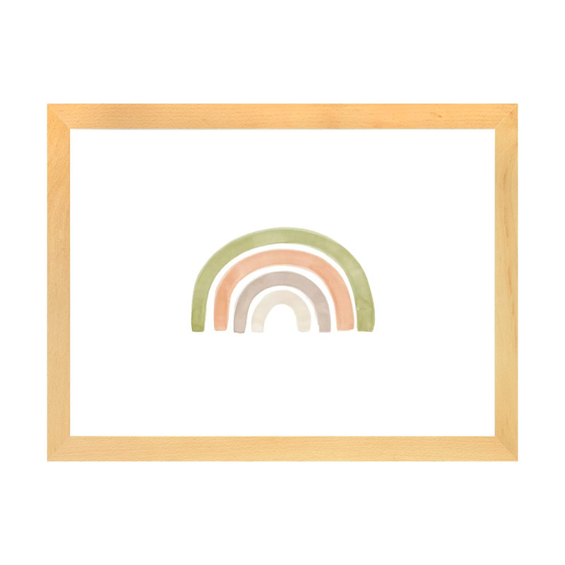Aquarelle arc-en-ciel I - impression, Blanc, H 24 po x l 32 po x P 1 po, Papier avec cadre beige