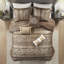Édredon 7 pièces pour très grand lit - brun / doré, avec détails dorés bruns / dorés, motifs élégants-121228383-121228384