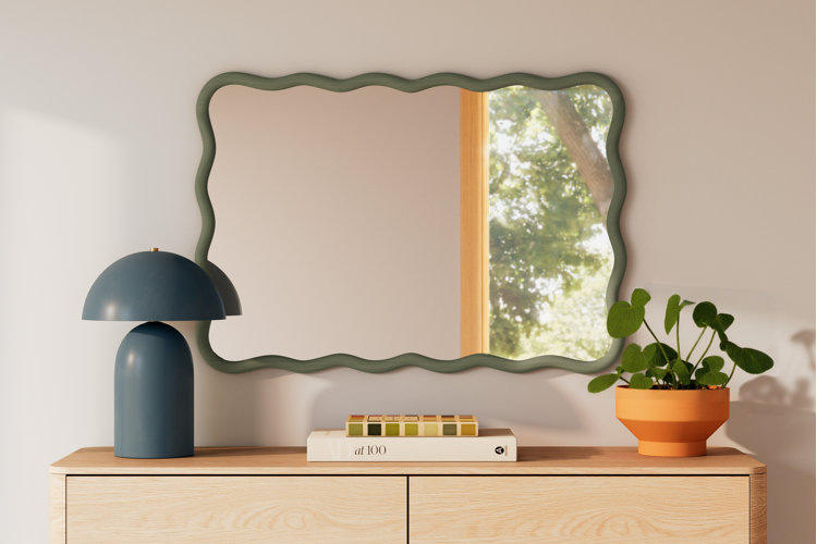 where to place a mirror entry way mirror centered over a console table with a modern style table lamp