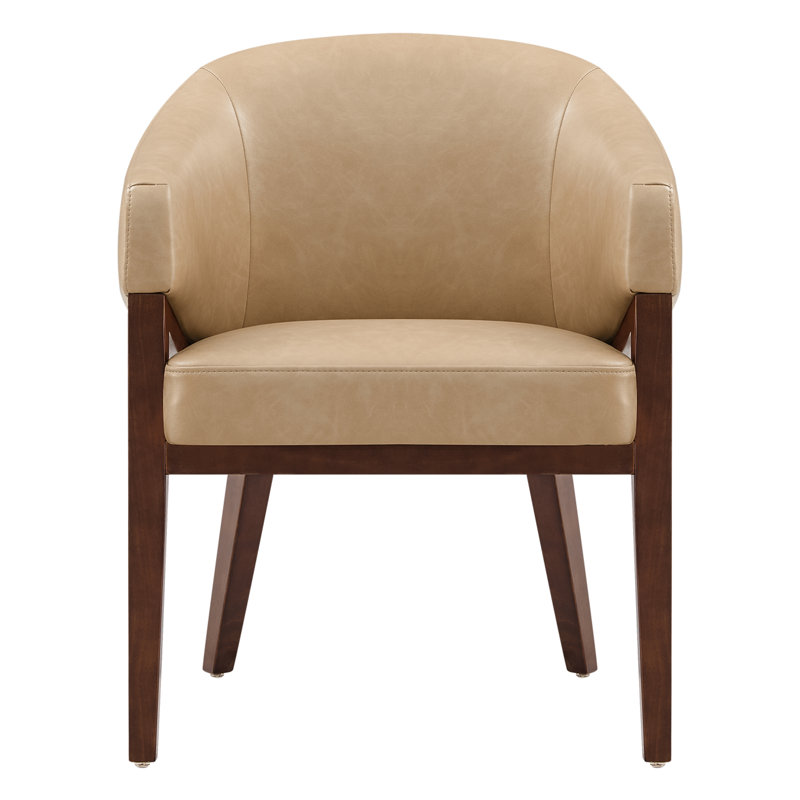 Chaise d'appoint moderne en cuir avec pieds en bois , Copley Tan