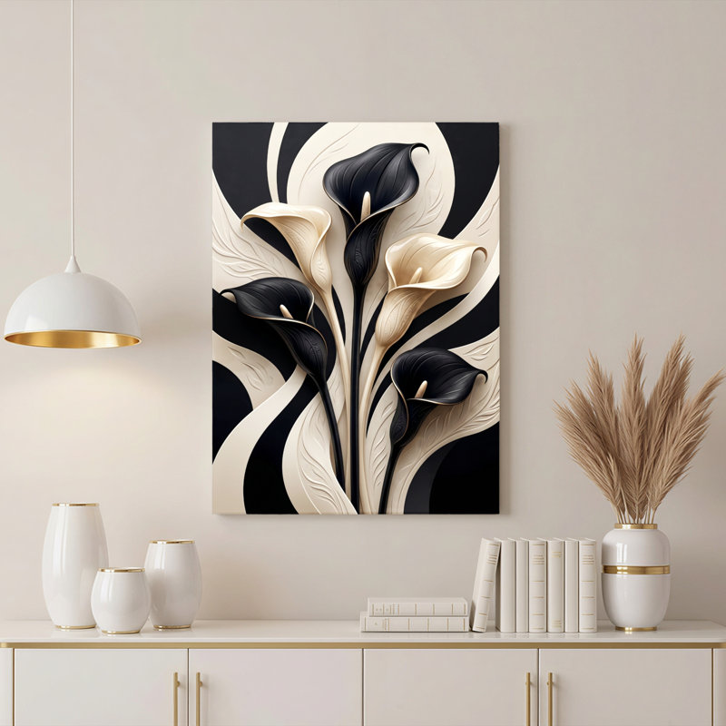 "Gallery Wrap", art mural sur toile pour le salon, la chambre à coucher, le bureau ou le vestibule - décoration murale décorative avec noir et blanc