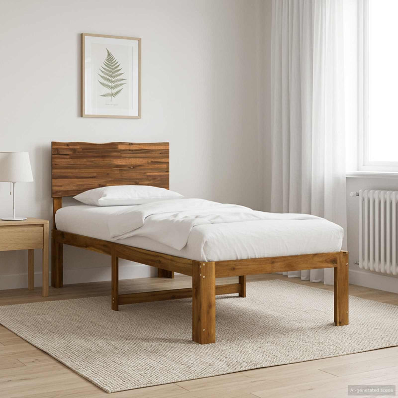 Solid Wood Bed Frame, European Single (90 x 200 cm), Natural