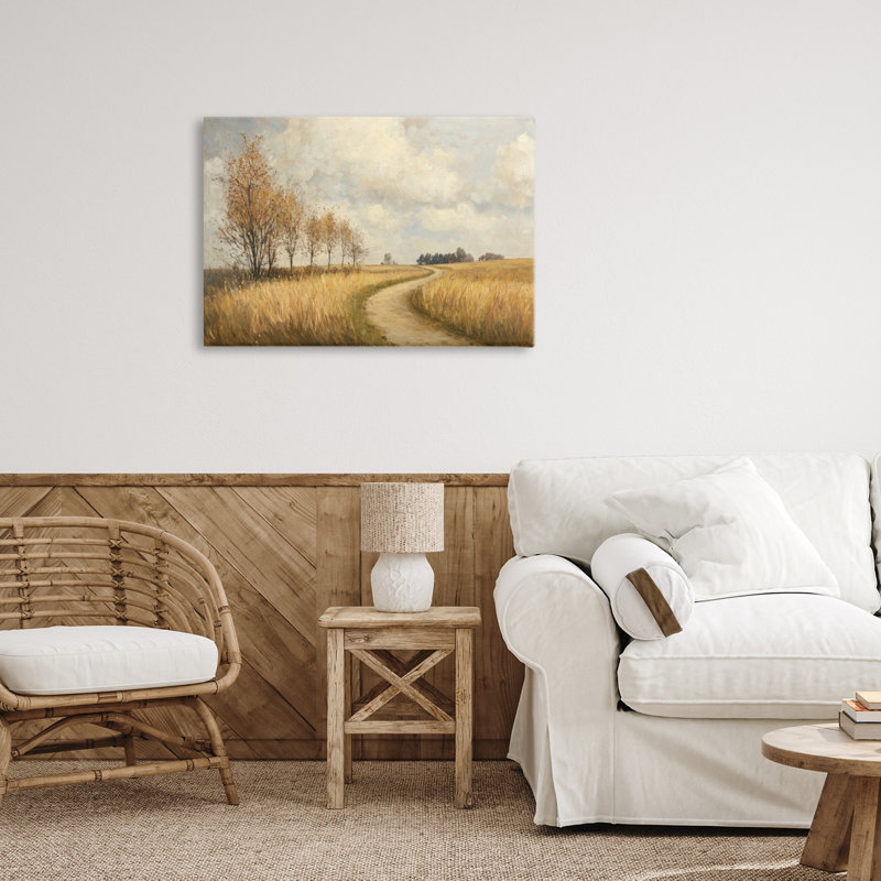 Toile Wheat Road Path, conception de Petal Prints Design, H 16 po x l 24 po