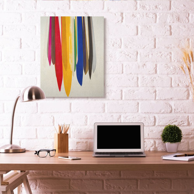 «Rainbow Ribbons Abstract Shape Design» par Third and Wall - reproduction d'art, Toile tendue, H 40 po x l 30 po