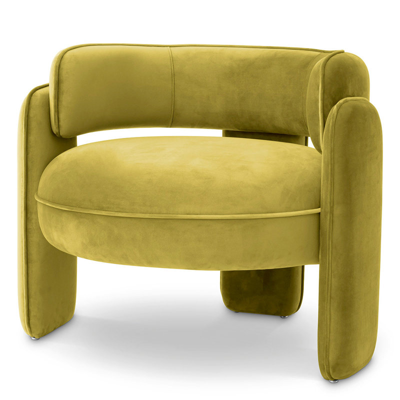 Fauteuil demi-tonneau Chaplin, Polyester vert Savona Vintage