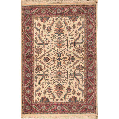 Tapis ivoire et rouille noué à la main de haute qualité