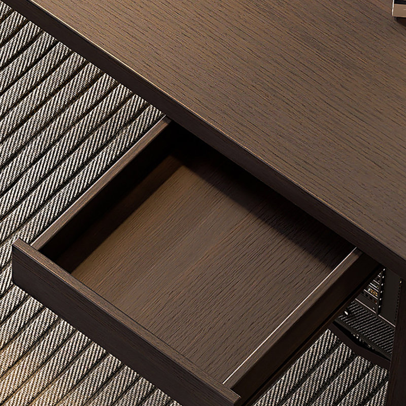 Italian Minimalist Wood Desk with Hollow Design