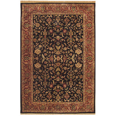 Tapis noir / bourgogne en laine touffeté à la main Tabriz