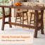 Table de bar en bois massif de 160 cm avec repose-pieds