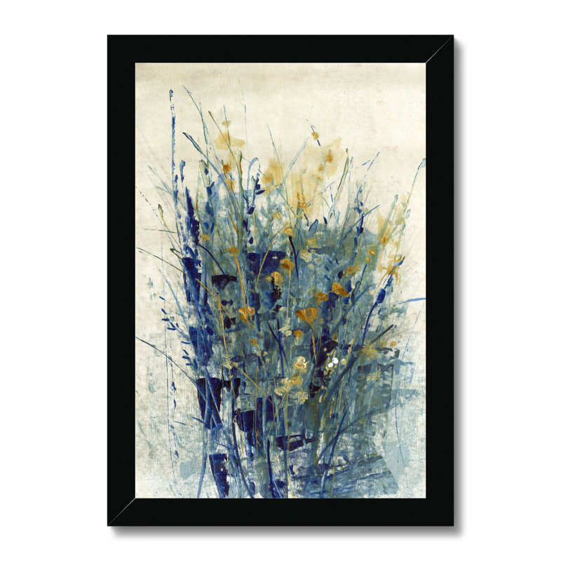 Indigo Floral II by Timothy O' Toole - Painting, Black Framed Paper Print, 34cm H x 24cm W