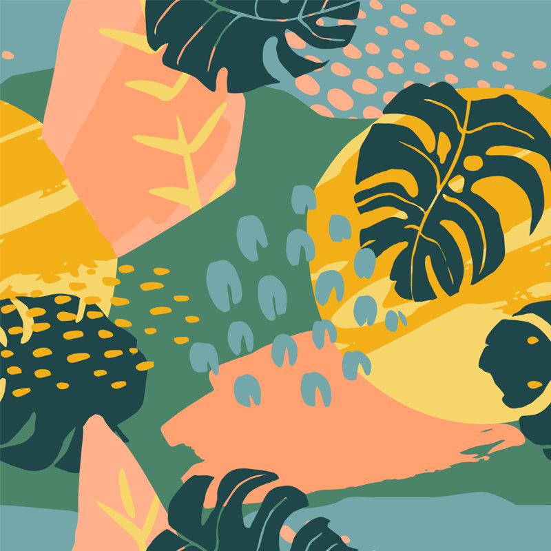 Plantes tropicales sur toile Jina, H 12 po x l 12 po