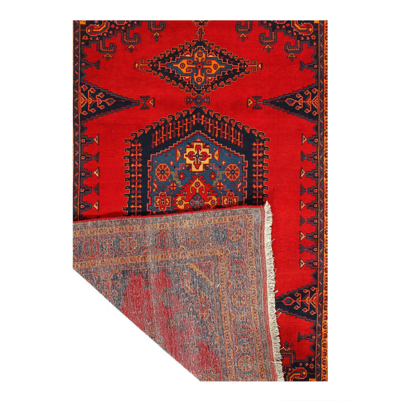 Tapis oriental noir / bleu / rouge en laine / coton 6 pi 8 po x 9 pi 11 po Oriental