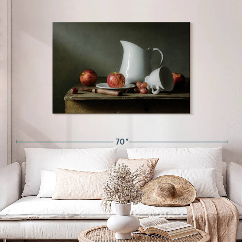 Senne, fruits et vaisselle, H 30 po x l 45 po