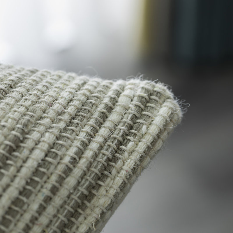 Beige Handwoven Cotton Euro Throw Pillow with Knit Texture