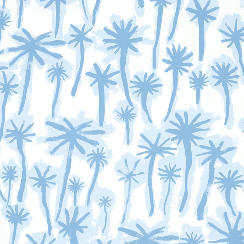 Papier peint Schumacher x Abel Macias Palmitas, Bleu sarcelle