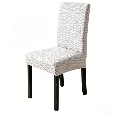 High Back Dining Chair Covers Set of 2 - Waterproof Stretch Spandex Jacquard Slipcovers Removable Washable Parsons Protector for Kitchen, Home-Gray