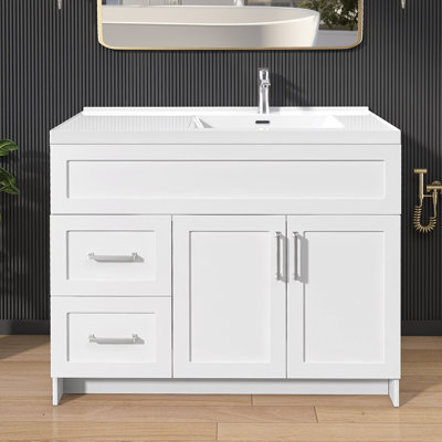 Armoire de salle de bain autoportante sans base de salle de bain blanche non assemblée l 42 po x P 21,5 po x H 33,5 po.