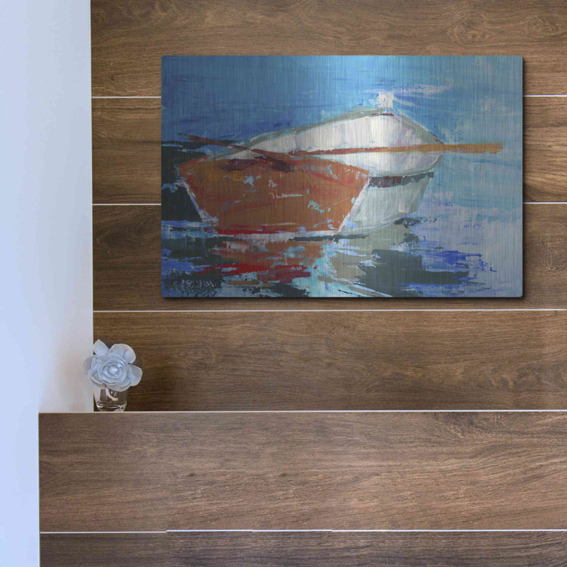 Breakwater Bay 'Row, Row' by Beth Forst, Metal Wall Art, 12" H x 16" W