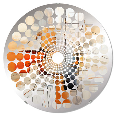 Orange Grey Line Art Abstract Expressionism Mirror, Radial Dot Decorative Circle - Orange Grey Line Art Abstract Expressionism