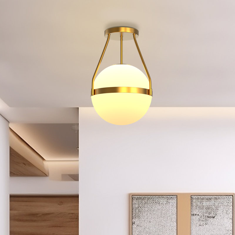 Global Glass Flush Mount, Gold