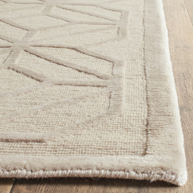 Tapis géométrique nacré / en laine / coton noué à la main Candie, Rectangle 6 pi x 9 pi