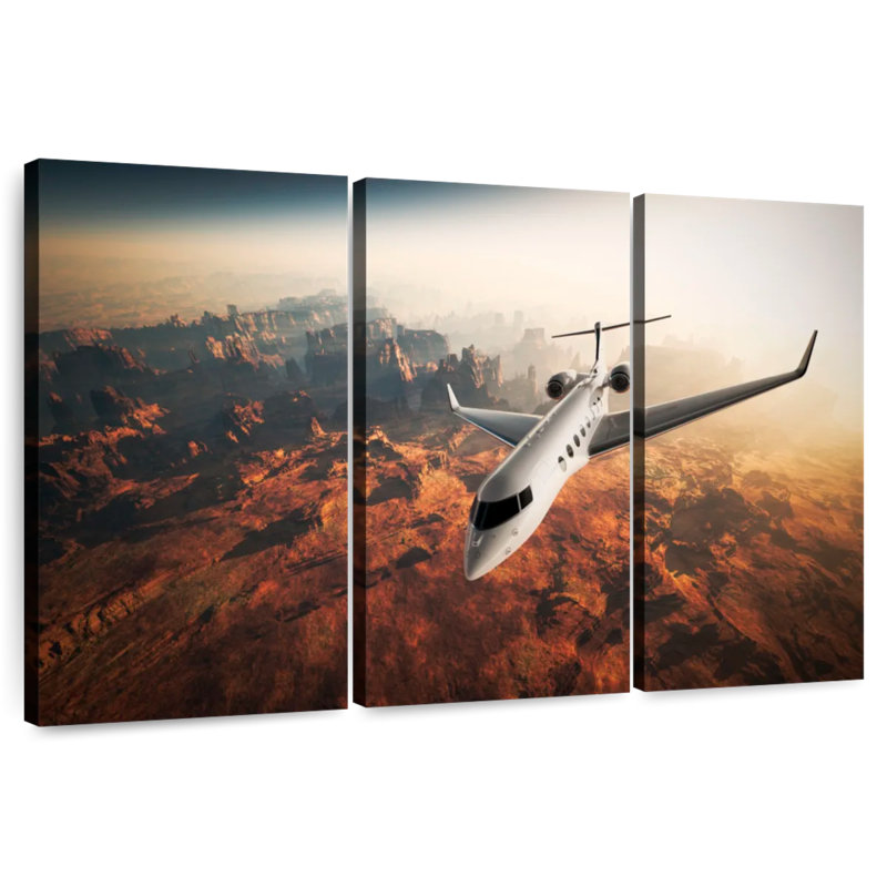Mehar Private Jet Over Canyon, 32" H x 50" W
