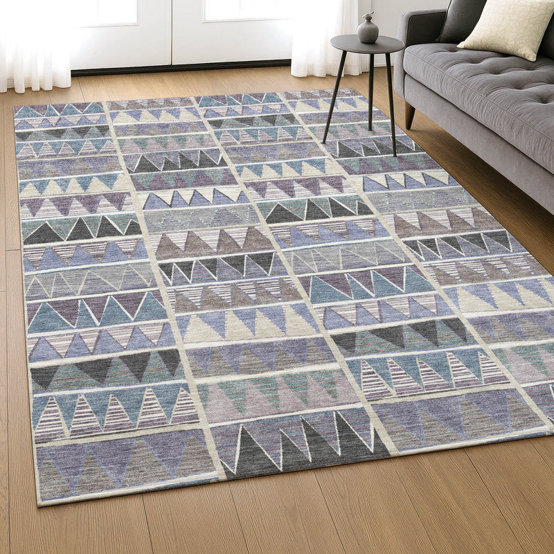 Premium Machine Washable Mayfield AMF2205 geometric Rug, 8' x 10', Lavender