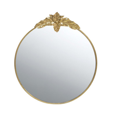 36 x 41 Inch Large Round Wall Mirror with Metal Frame, Nature-Inspired Accent for Home Decor