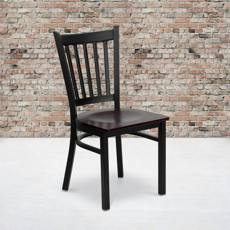 Hercules Prompton Vertical Back Metal Restaurant Chair, Mahogany, 1