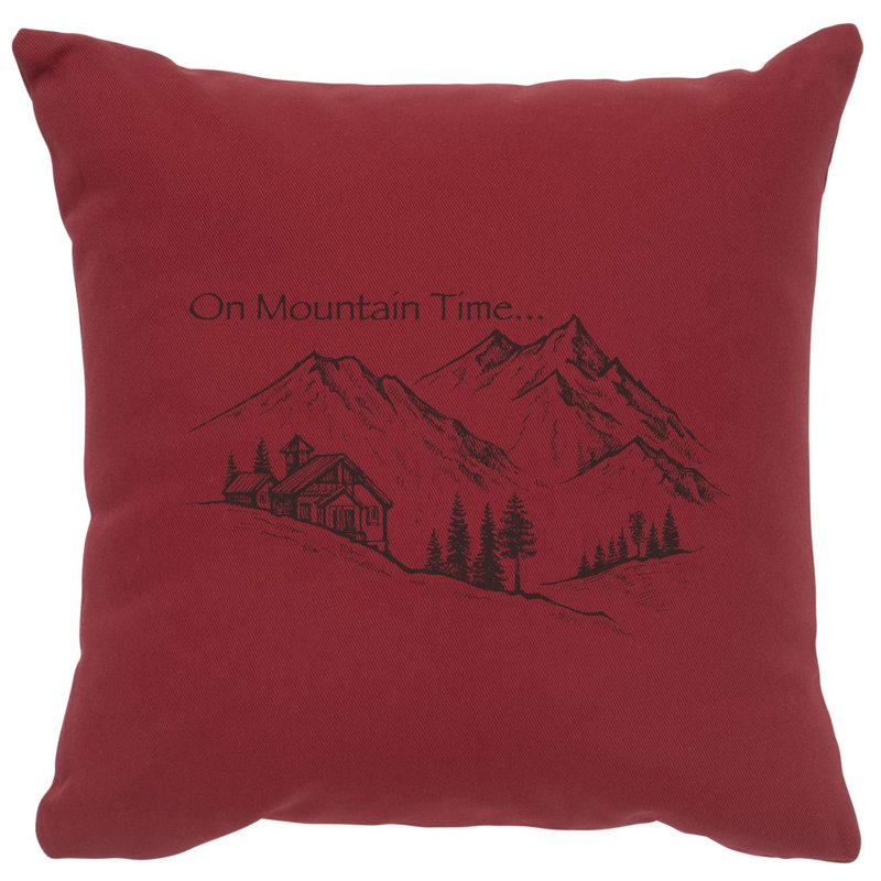 Coussin Wooded River Image - Mountain Time - Coton chrome, Gris