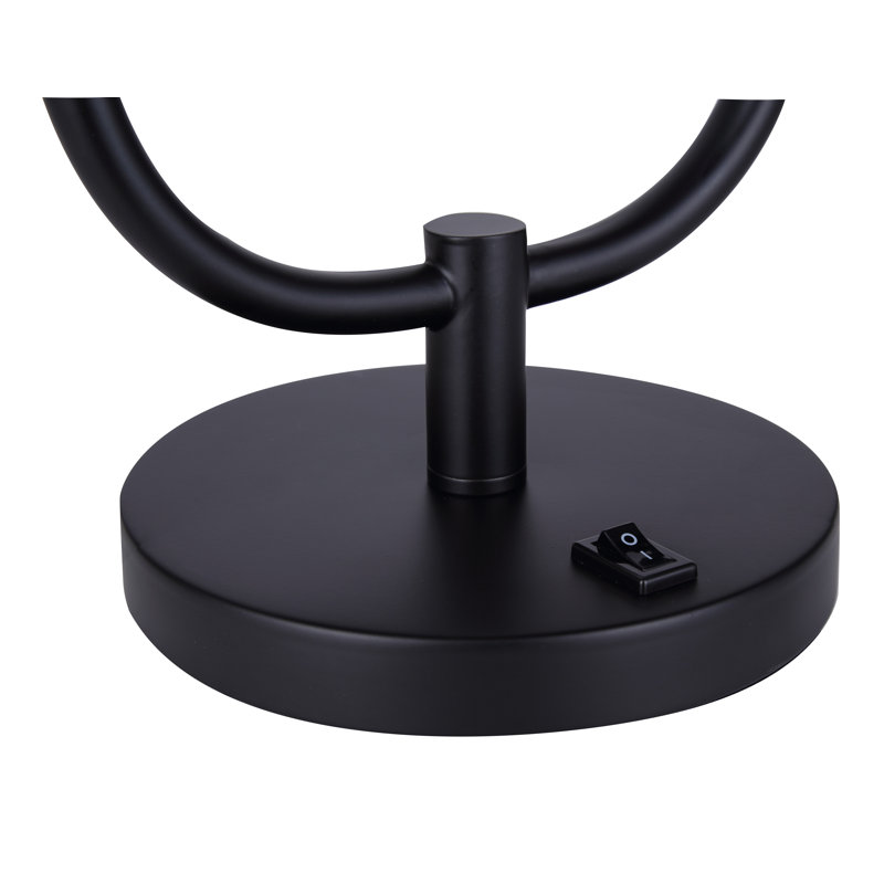 Lampe de table 1 lumière Tikva avec finition noir mat et abat-jour blanc