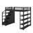 Full Size Metal Loft Bed With Shelves And Wardrobe