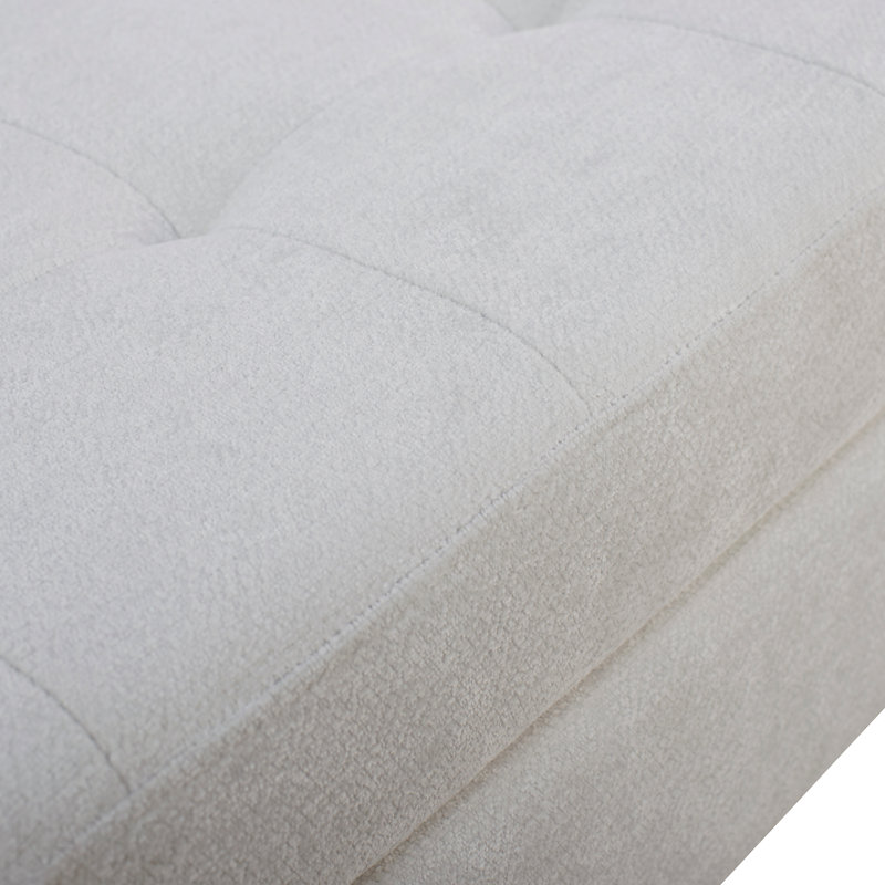 Tufted Storage Ottoman Bench, Fabric/Soft-Close