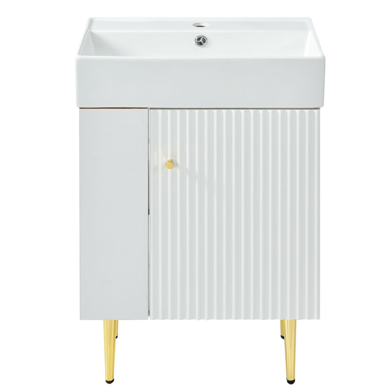 21.6'' Single Bathroom Vanity with Ceramic Top