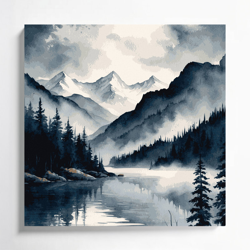 «Watercolor Landscape 86», art mural sur toile grise, H 16 po x l 16 po