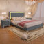 Ensemble de chambre à coucher 3 pièces, grand lit plateforme tapissier avec lumières DEL et deux tables de chevet-785817039