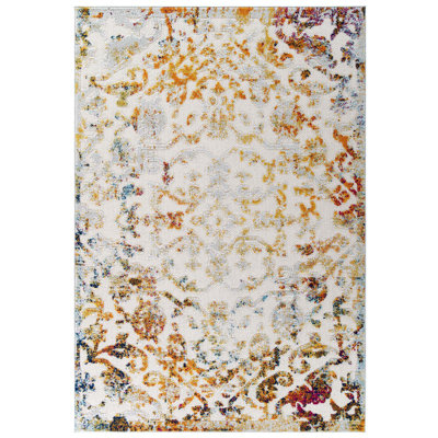 Tapis d'intérieur et d'extérieur à motif floral rétro Reflect Primrose par Modway