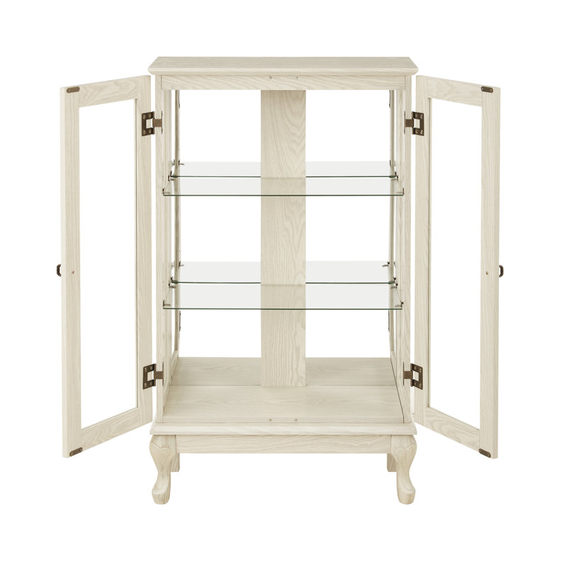 Vitrine 2 portes avec portes en verre trempé, armoires de terrasse avec panneau arrière en miroir et tablettes réglables, vitrine éclairée pour la maison, ampoule de bureau incluse