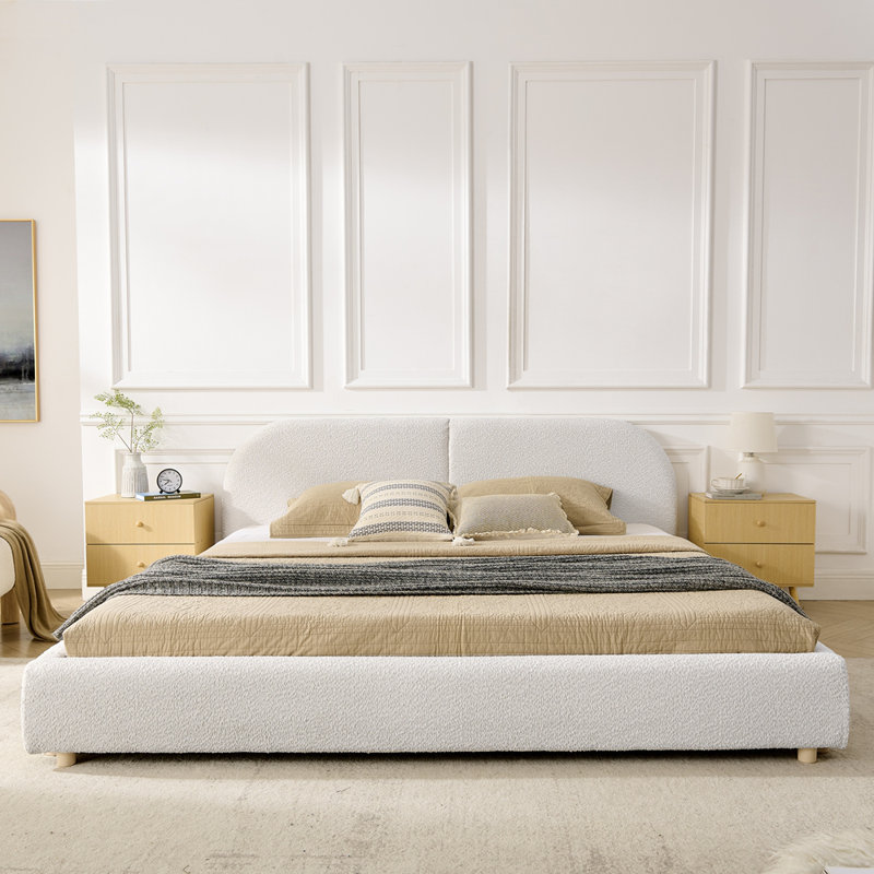 Très grande base de lit tapissier, Beige