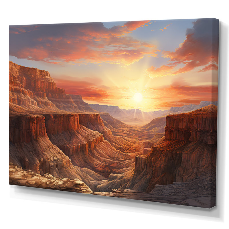 " Canyon Desert Sunset ", Wrapped Canvas, 34" H x 44" W