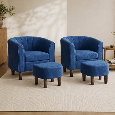 Fauteuil demi-tonneau rembourré avec repose-pieds 31,7 po Torince (ensemble de 2