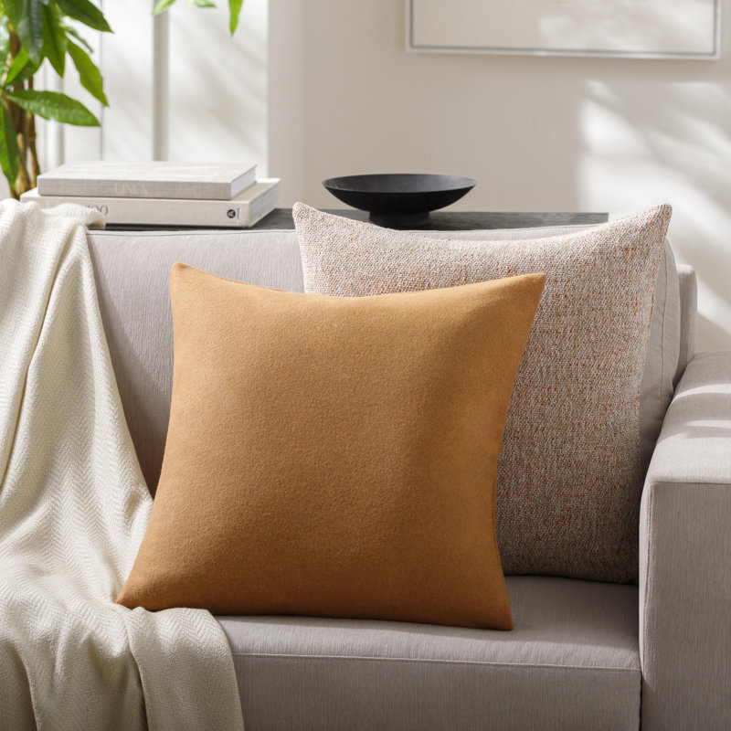Alcona Wool Blend Throw Pillow, Brown, Polyester/Polyfill, 22" x 22"