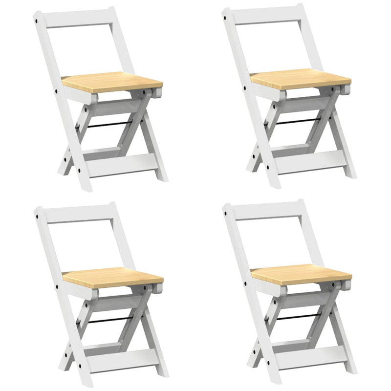 Folding Side Chair, White/Honey Wax Brown