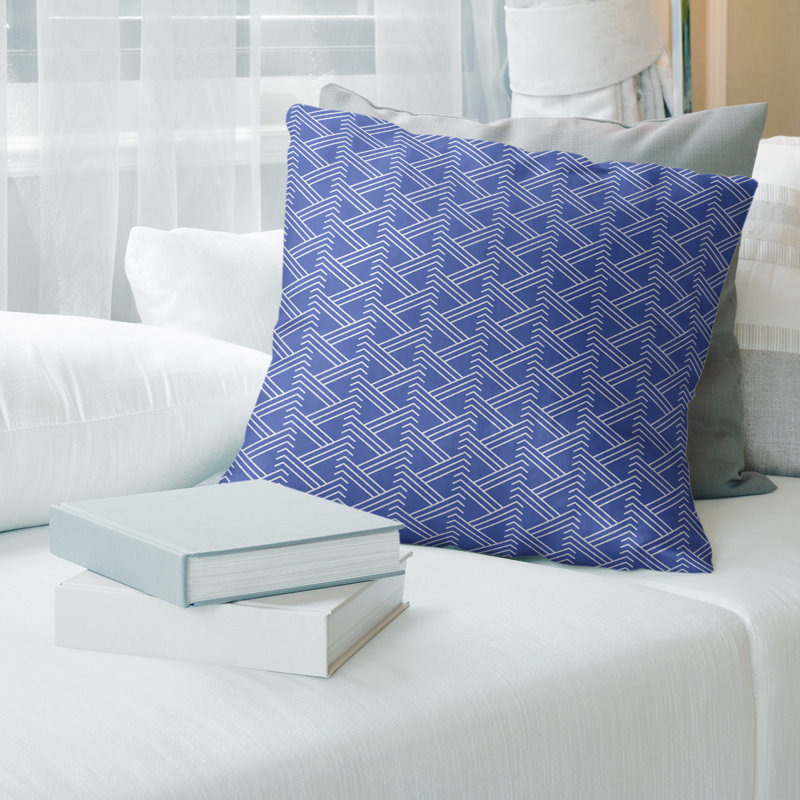 Coussin décoratif à motif zig zag classique, H 16 po x l 16 po, Duvet synthétique, Bleu clair