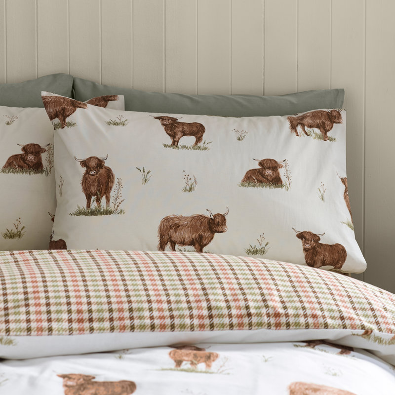 Angus Highland Cow Reversible Duvet Cover Set, Single Duvet Cover Set + 1 Standard Pillowcase