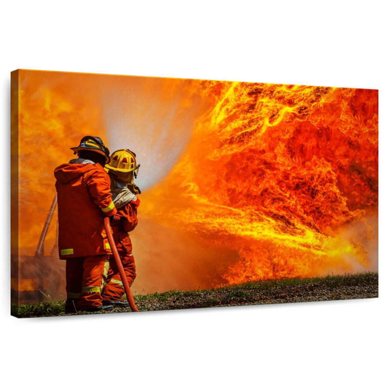 Lelar Blazing Fire Firefighters, 32" H x 48" W