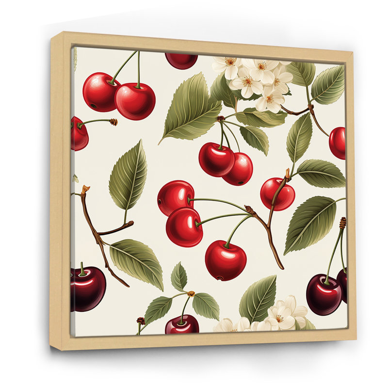 Simple, motif de fleurs de cerisier I - art mural cerise, Cadre flottant brun, H 30 po x l 30 po x P 1,5 po