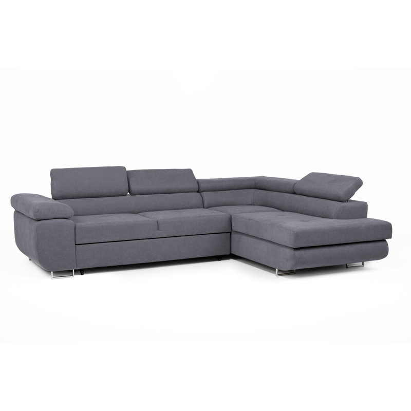Flavius Corner Sofa Bed, Graphite, Right Hand Facing