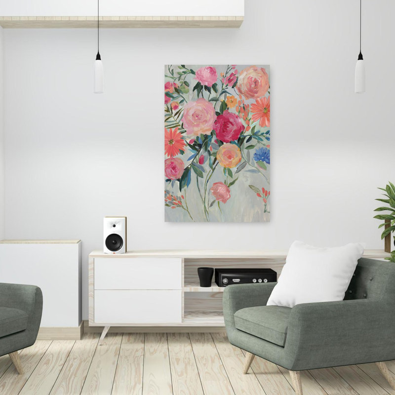 Art floral heureux, joyeux, coloré, vibrant, nature, H 36 po x l 24 po