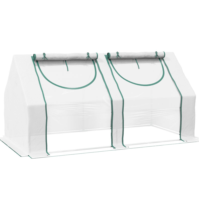 Serre transparente 6 pi x 3 pi, acier, 2 couvertures en PE / plastique, fenêtres à fermeture à glissière pour jardin, serre portative 3 pi, transparent, housses et parois latérales